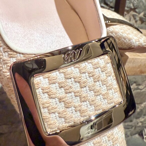 Roger Vivier Ivory Beige Tweed Belle Vivier 45 Pumps - Picture 4 of 11